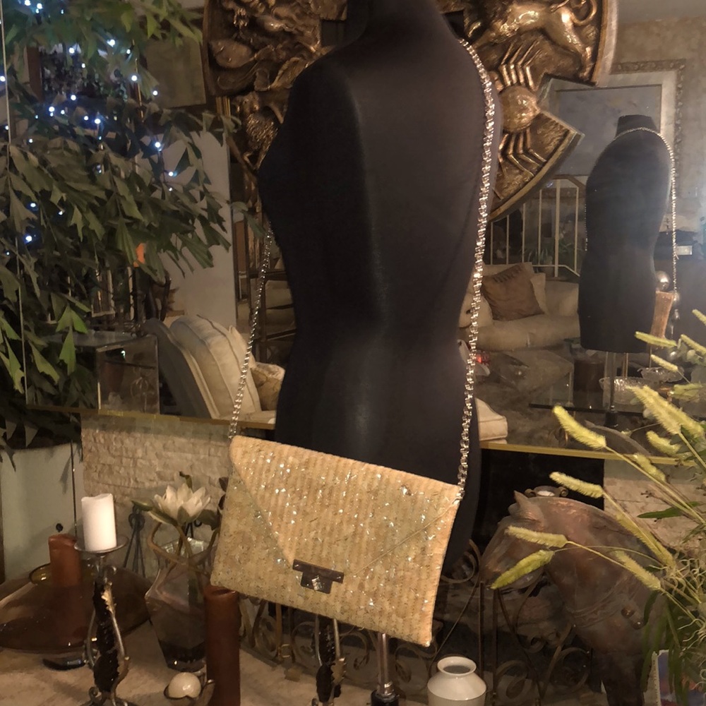 Gorgeous Cork with Gold Flakes Long Chain handbag